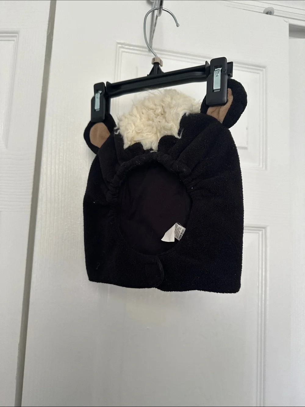 The Children's Place Black Plush Animal Romper with Cream Belly and Red Bow